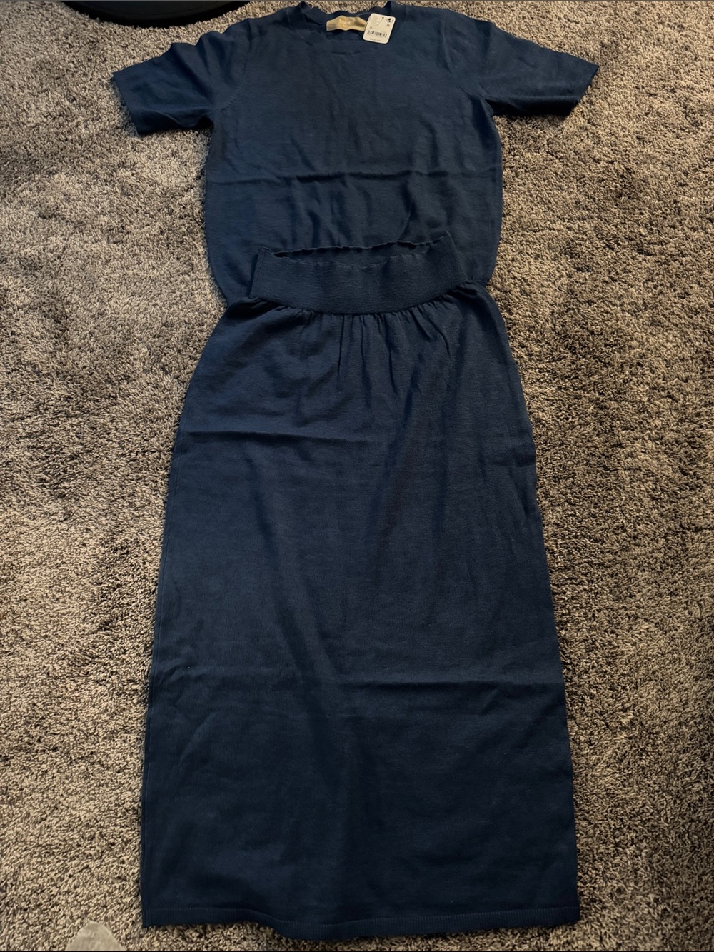 Free People Navy Knit Skirt Set - Picture 1 of 5